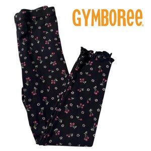 GYMBOREE Holiday Magic Black Cherry Floral Leggings Vintage Lettuce Hem Girl 5